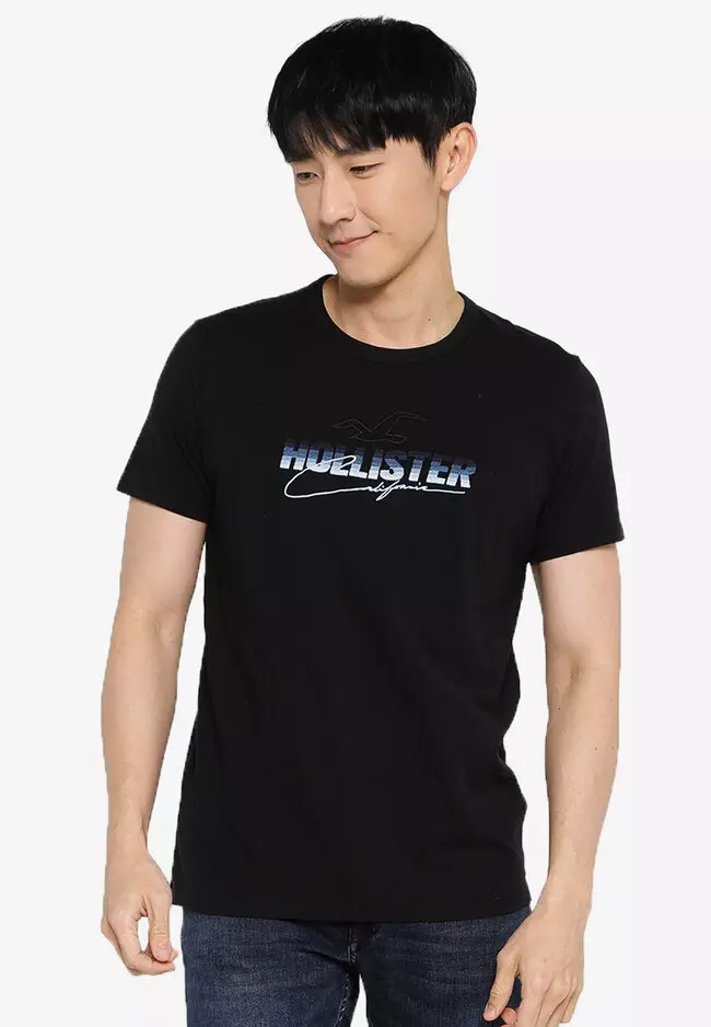 Hollister tech logo t-shirt in black