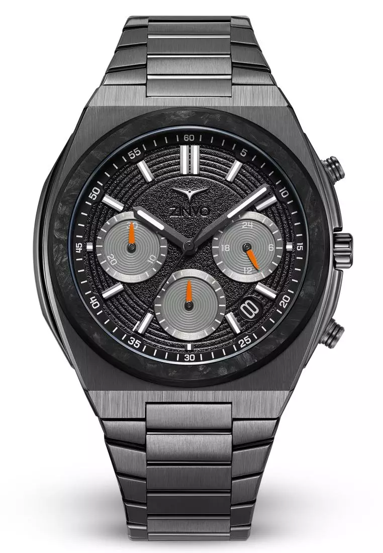 Jam Tangan Pria Chronograph Zinvo Chrono Rival Venom Black Dial Stainless