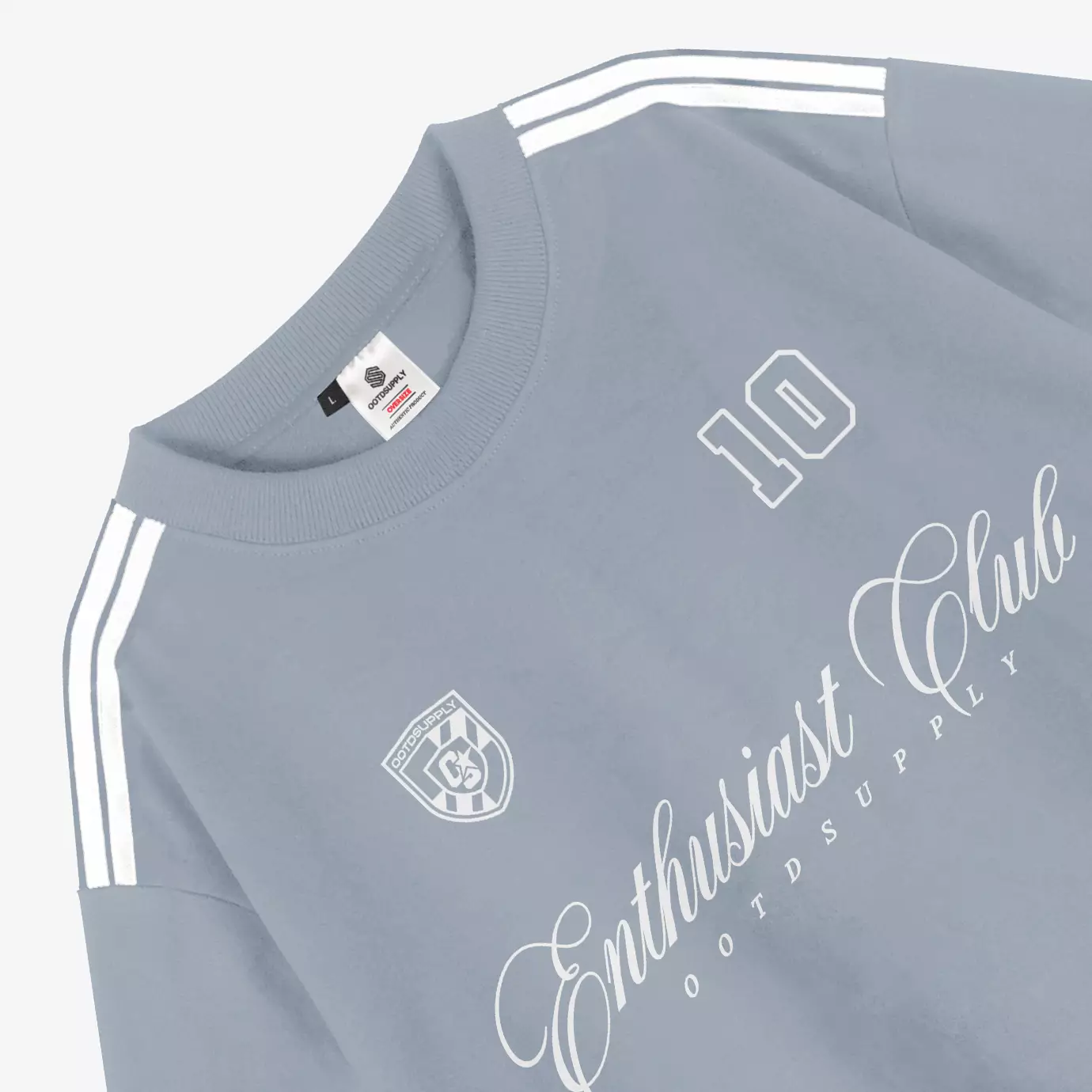 OOTDSUPPLY Oversized Force Ten Black & Light Grey l Oversize Tshirt | Kaos Baby Terry OVZBT004