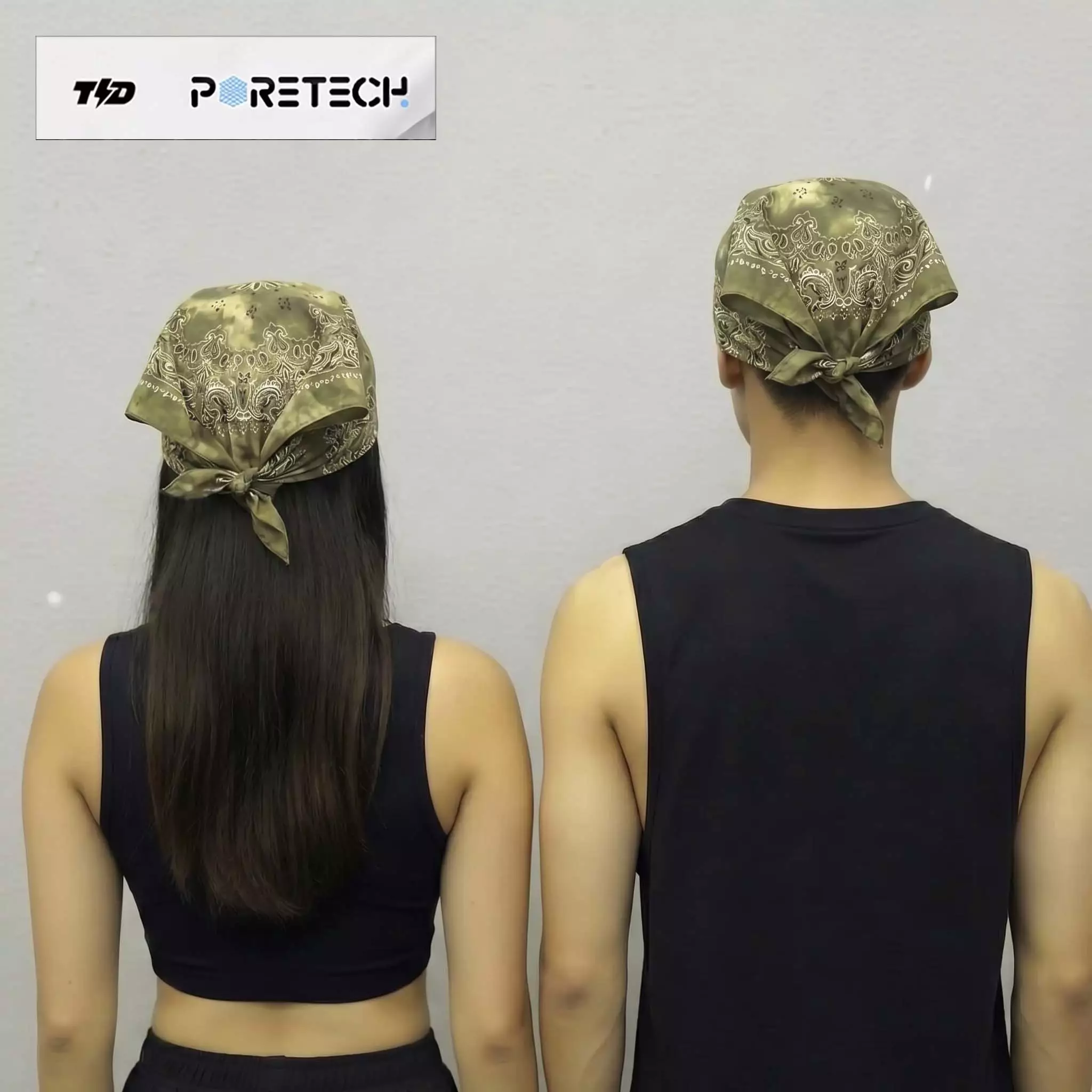 TDACTIVE Bandana Kalcer Lari hijau Tie Dye Poretech 52cm x 52cm ABA45