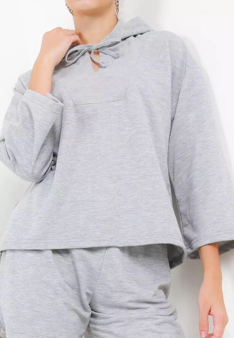 Sweater Hoodie Lengan Panjang Short Pants Set