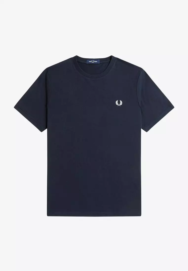 FRED PERRY Rear Powder Laurel ロゴ Tシャツ ホワイト/ブラック Fred Perry rear powder laurel t-shirt in white | ASOS