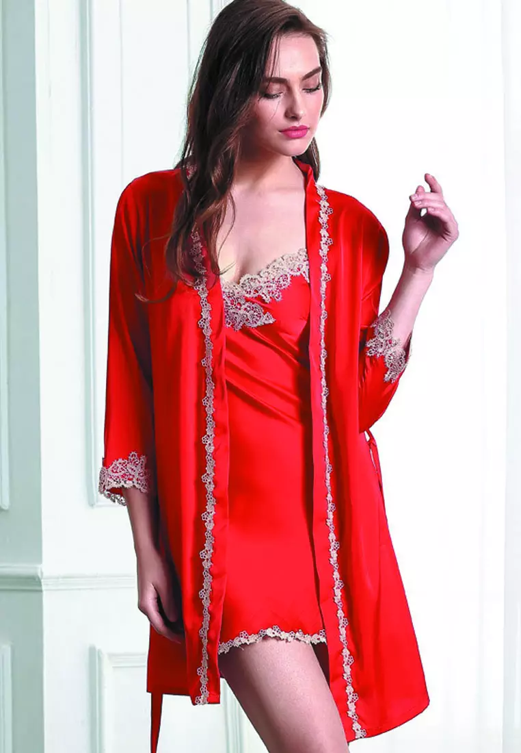 LDB5065 Lady Sexy Lace Sleepwear Two Pieces Set  Gold