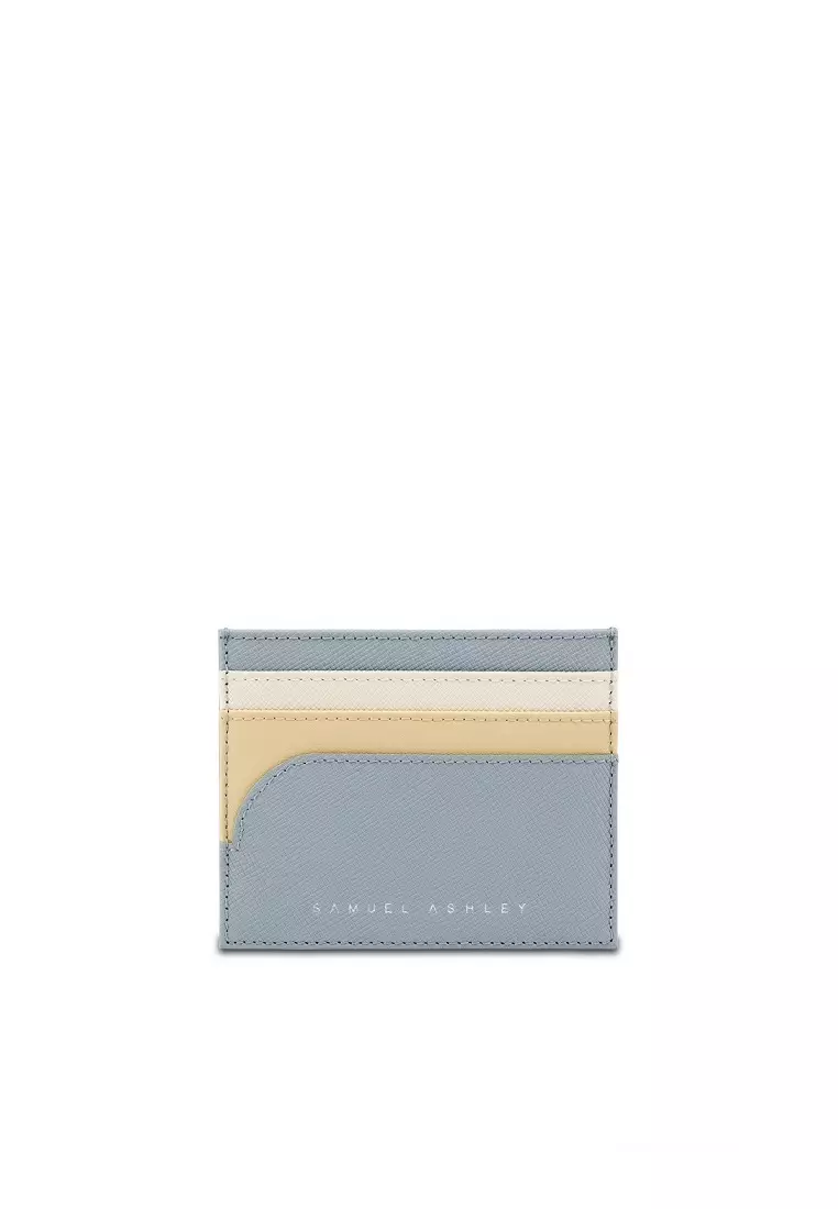Flynn Leather Card Holder - Sky Blue