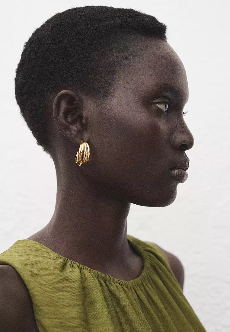 Crinkled-Effect Dress With Cut-Out