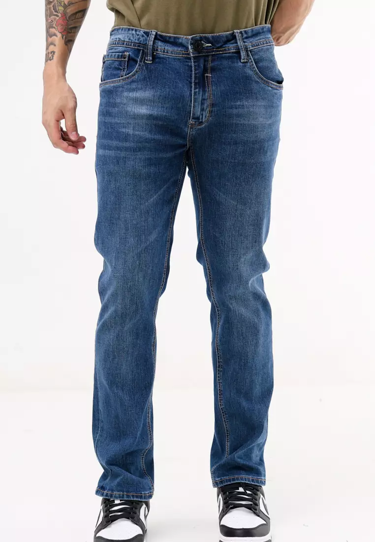 Denim Long Pants Slim Tapered Fit Stretch