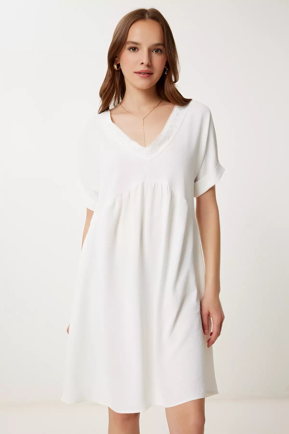 Women's Ecru Laced Summer Ayrobin Dress Dd01354