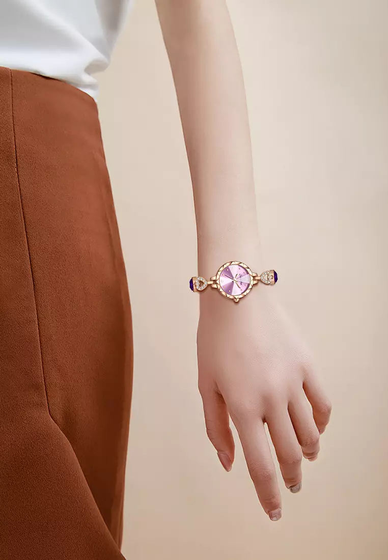 Jam Tangan Wanita Tali Stainless Steel Original Berlian Tali Gelang Jam Tangan Cewek purple