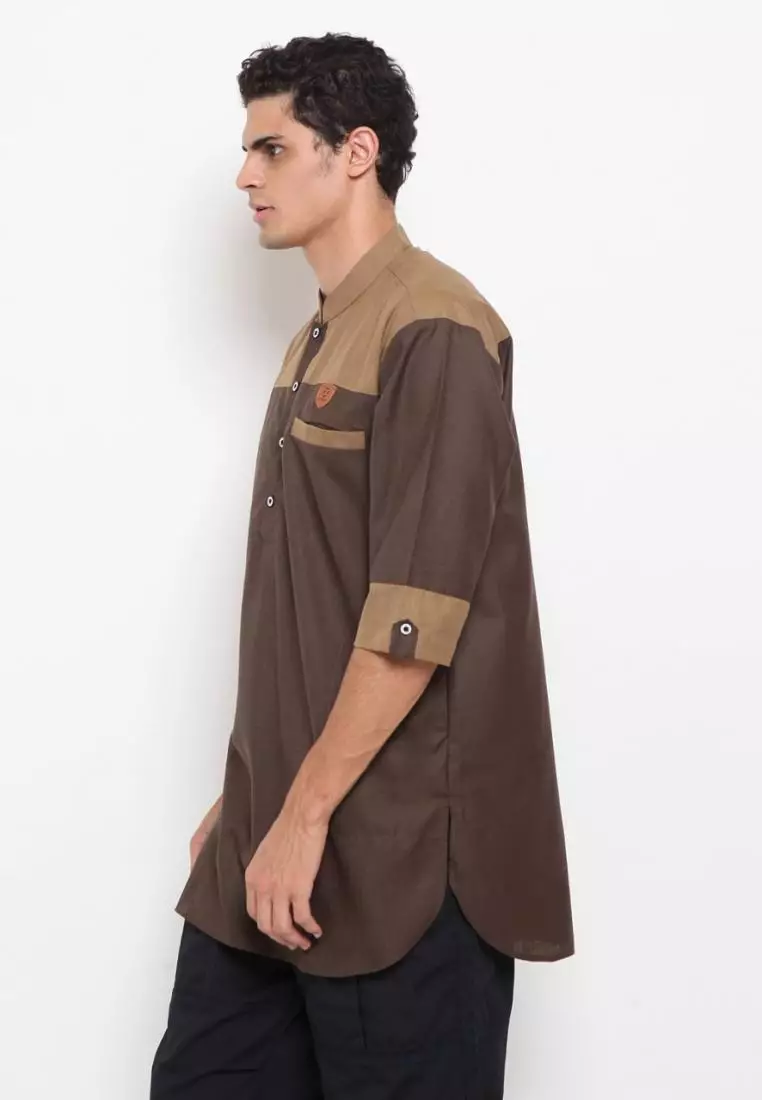 Baju Koko Pria Muslim Zayidan Haikal - Coklat