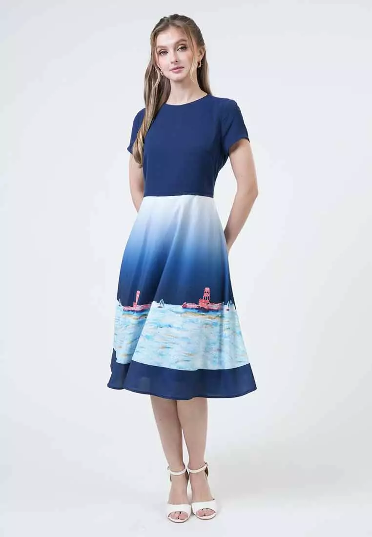 Marina Landscape A-Line Dress