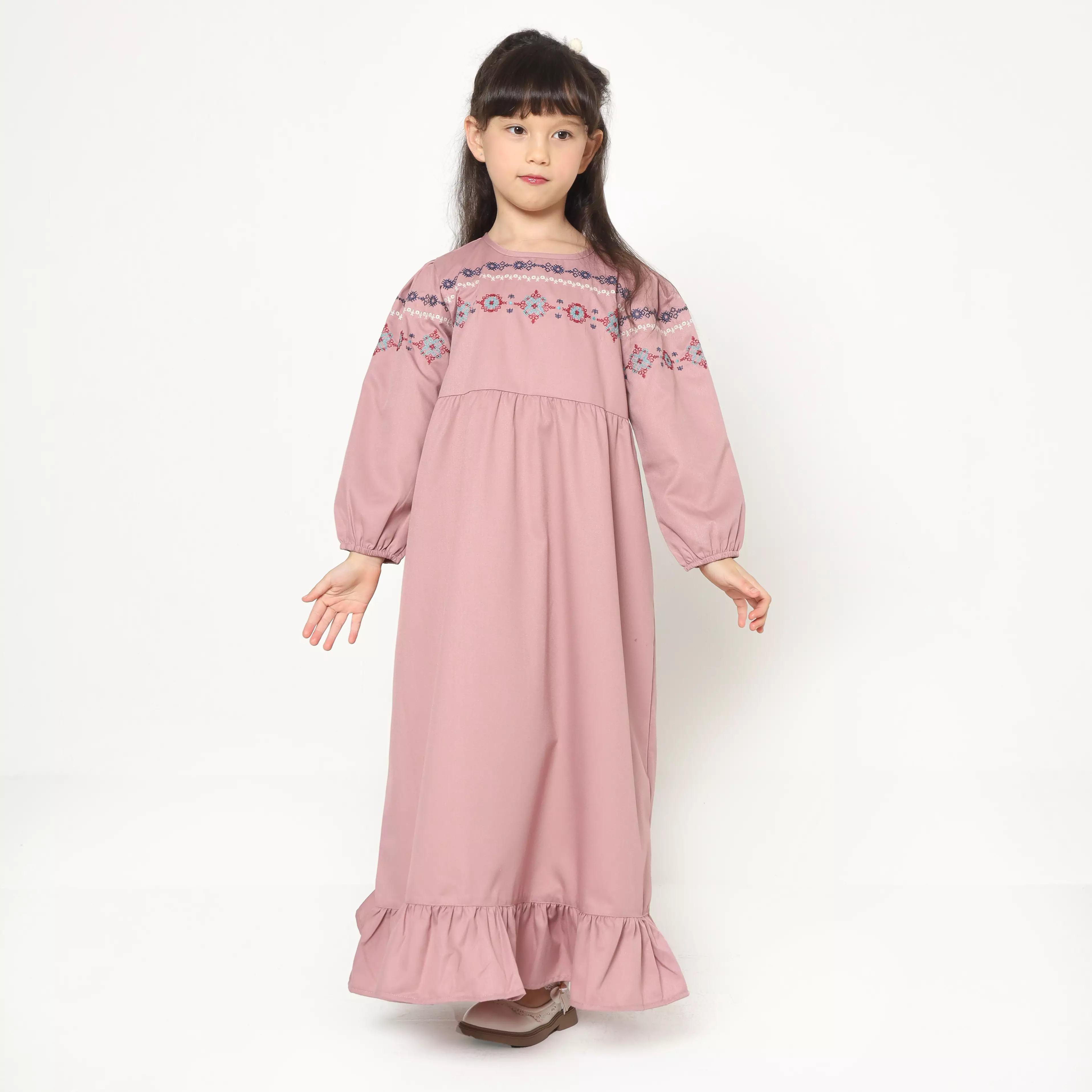 Baju Gamis Anak Perempuan Kristik Pink - JOYFUL
