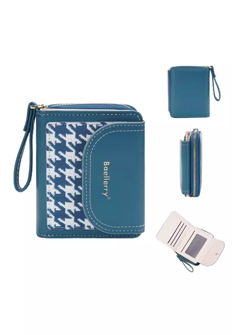 Dompet Wanita Lipat Kecil Bahan Kulit PU Leather Premium BAEOS - Blue