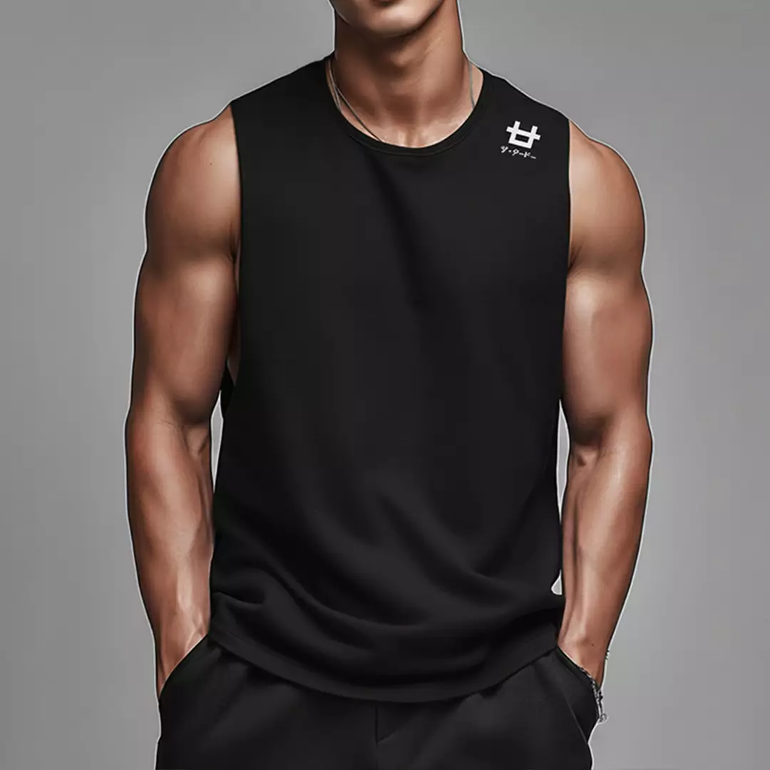 MTS25 Kaos Kutang Pria SVN Instacool "shoulder icon logo" hitam