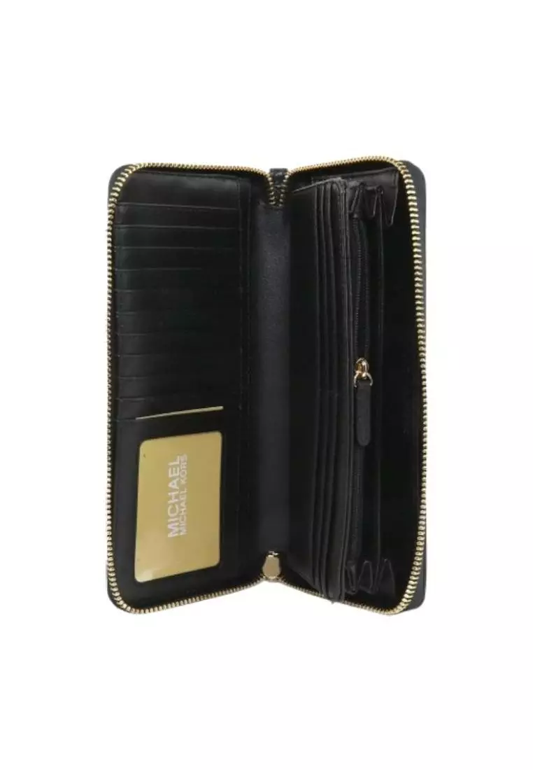 Michael Kors Jet Set Travel Large Pebbled Leather Wristlet Black