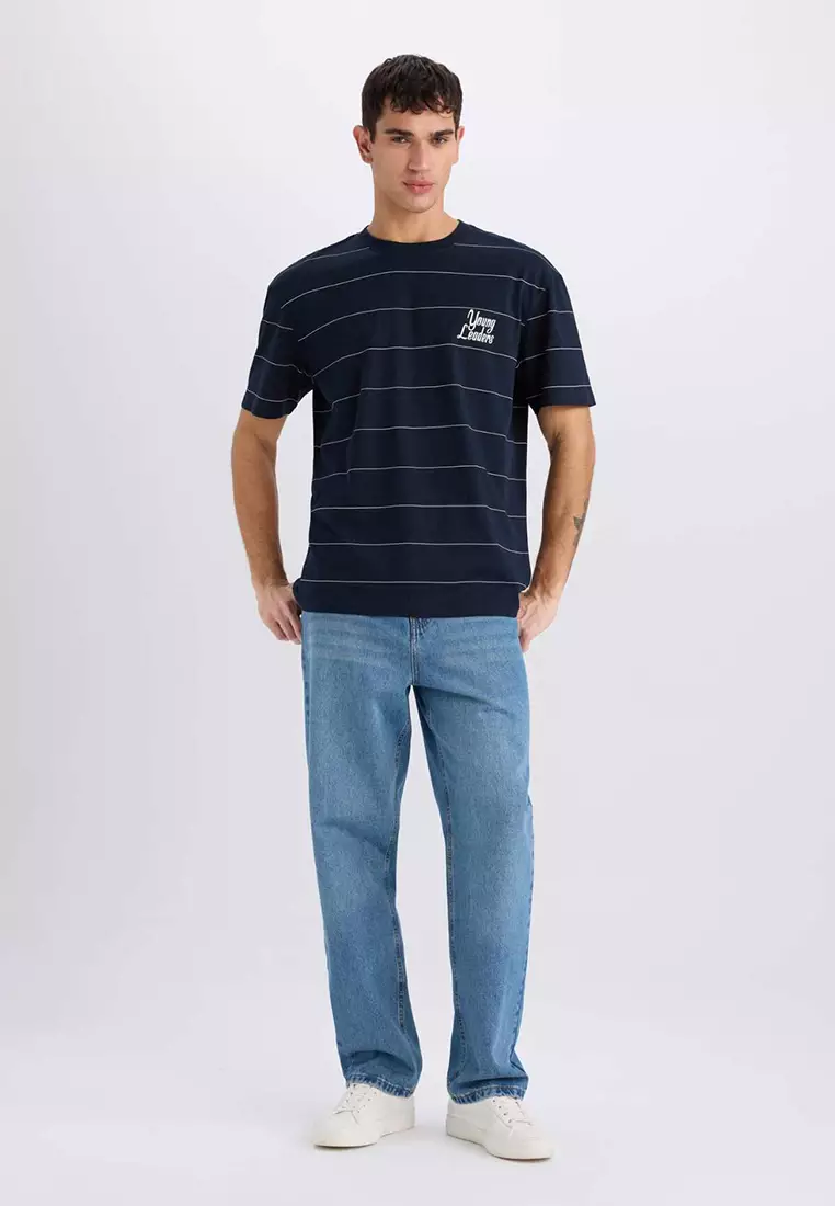 Boxy Fit Crew Neck Printed Short Sleeve T-Shirt