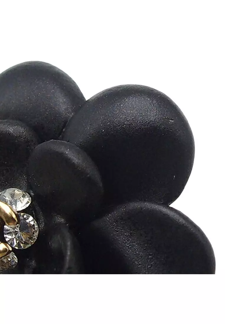 Pre-Loved Chanel Cc Resin Rhinestone Camellia Clip On Earrings
