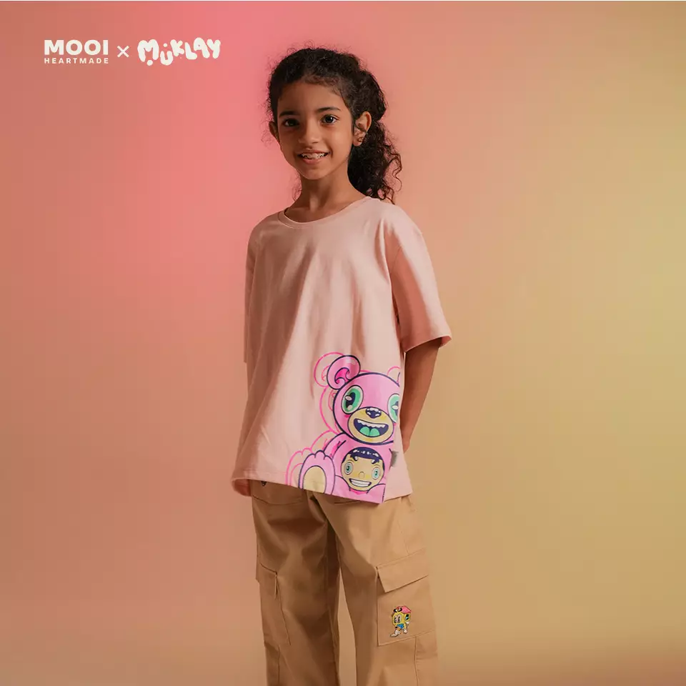 Mooi X Muklay Kaos Anak Unisex Graphic Tee Kids - Beige