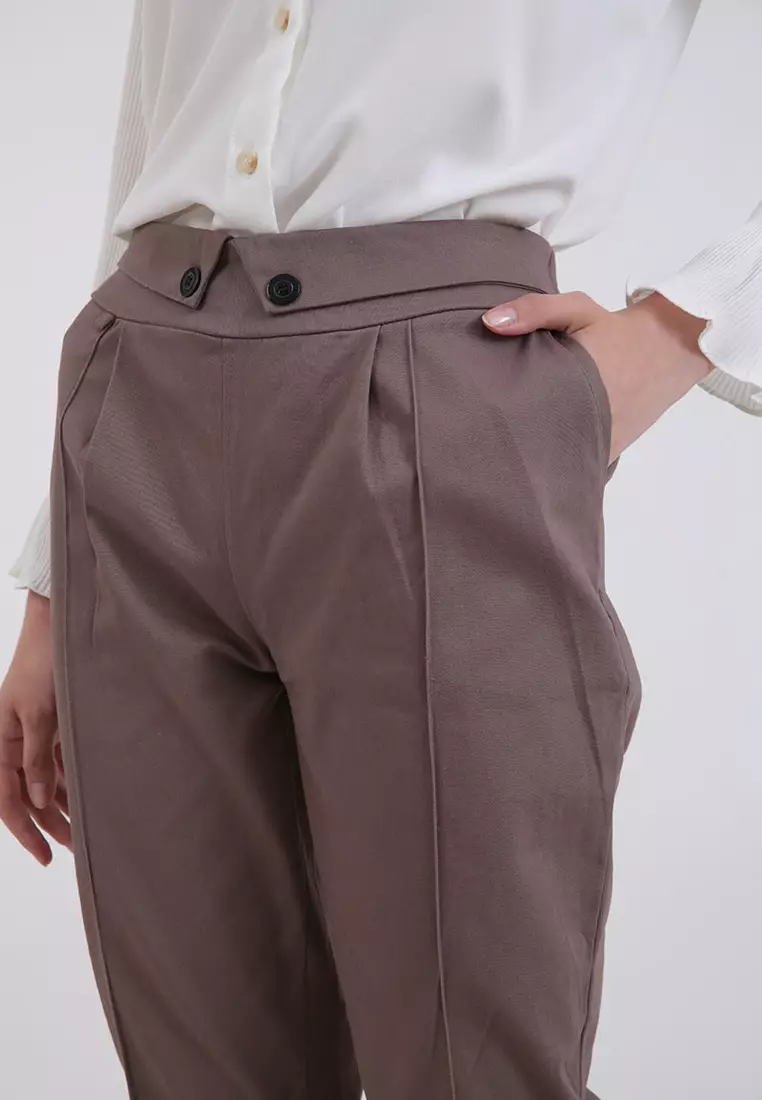 Sophie Maria Collar Pants Dark Brown
