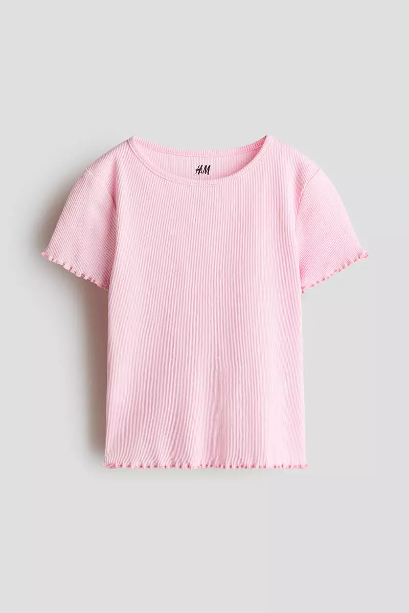 Overlocked ribbed T-shirt