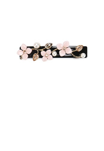 Glamorousky white Fashion Temperament Flower Imitation Pearl Black Hair Clip with Cubic Zirconia D5BDAACEE789F8GS_1
