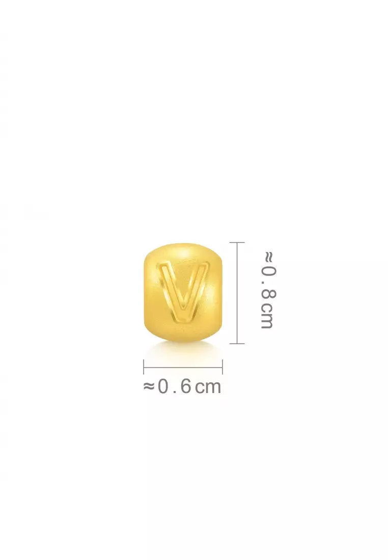 Charme 999 24K Gold Letter V Alphabet Charm 92916C (Bracelet not included)