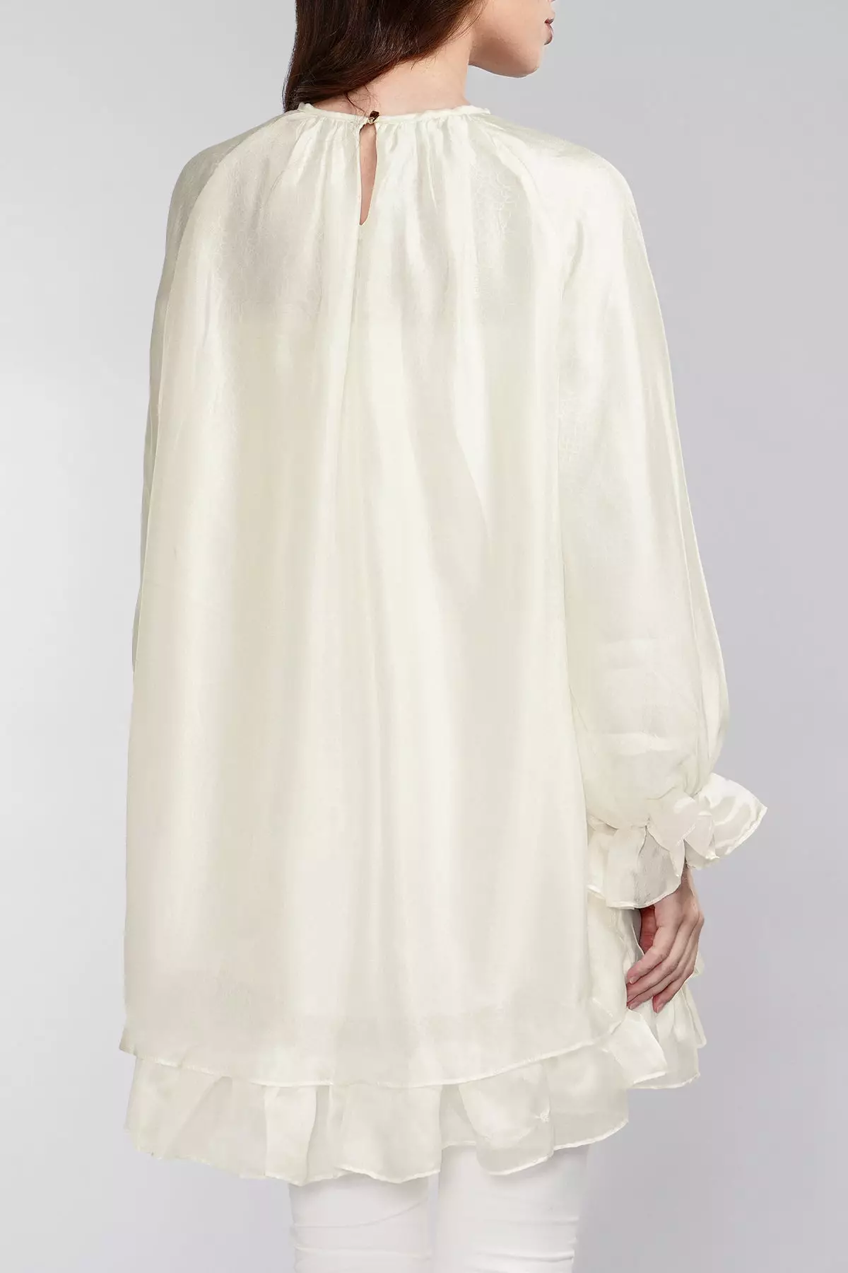Benang Jarum - Ciara Ruffle Blouse - Pearl Ivory