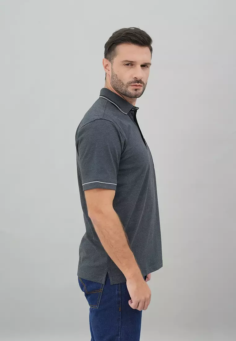 LGS - Kaos Polo Casual Pria Lengan Pendek Motif Polos Kerah Wangky Regular Fit - CWS.225.J3356.01.C