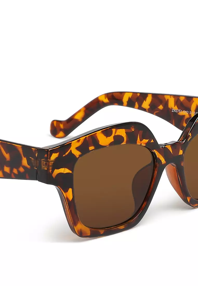 Tinted UV-Protected Square Sunglasses In Leopard Print