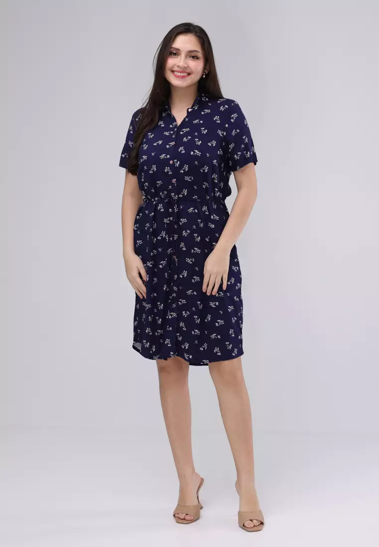Woven Printed Rayon Short Sleeves Dress