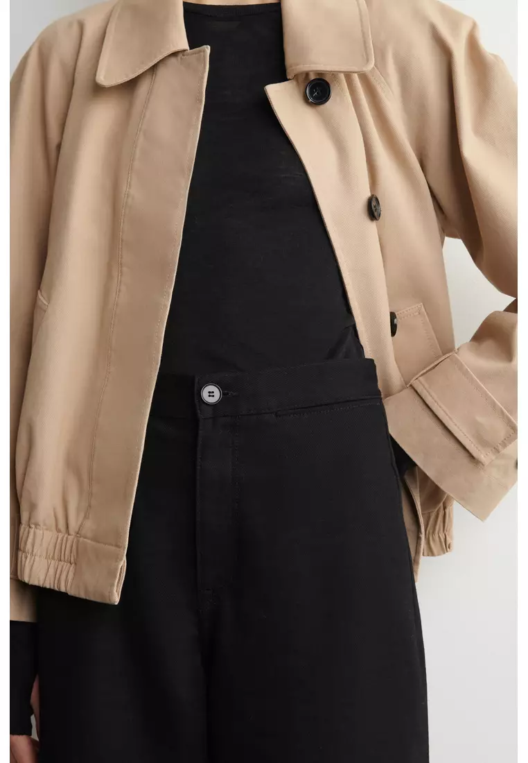 CROPPED WIDE-LEG DENIM TROUSERS