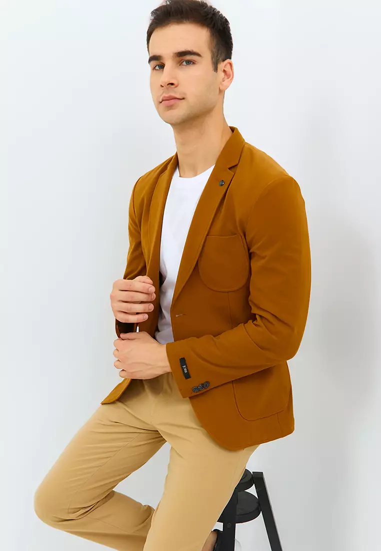 Jobb Edmond-T2 Blazer Pria Slim Fit Mustard