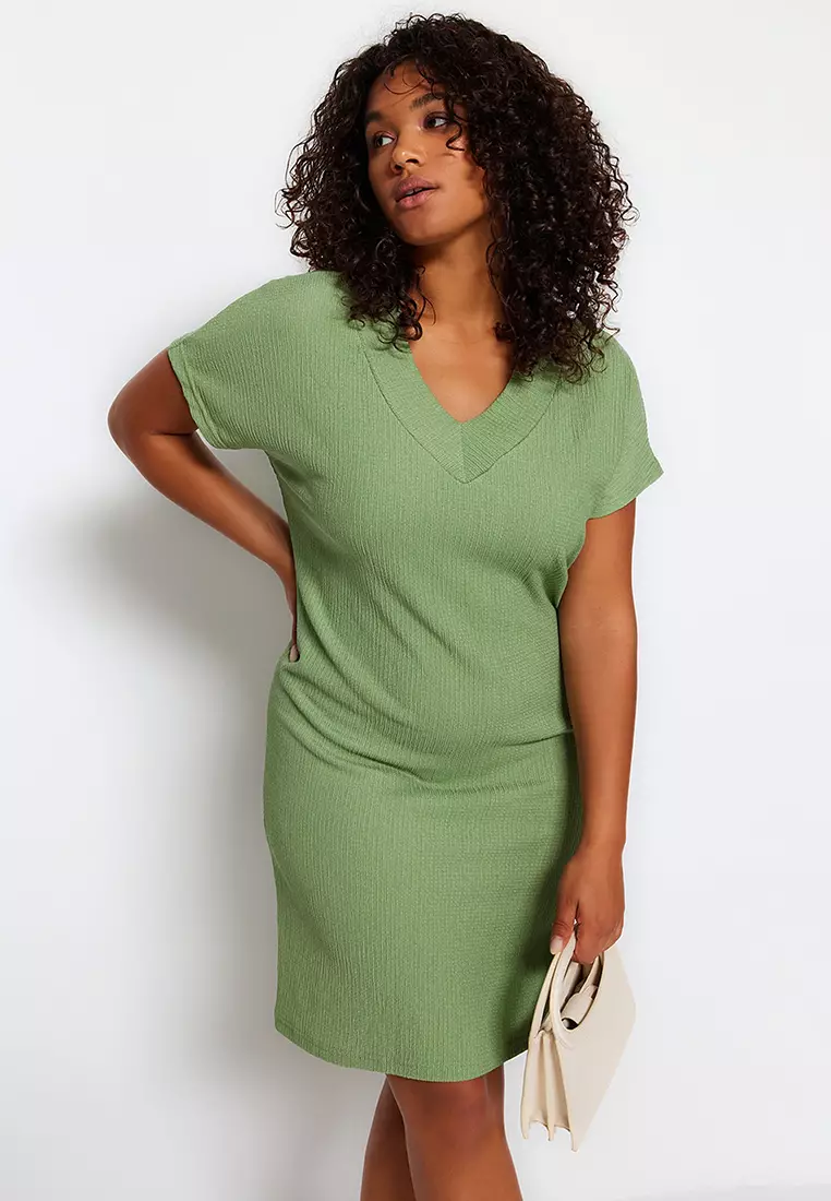 Olive green shop short sleeve dress