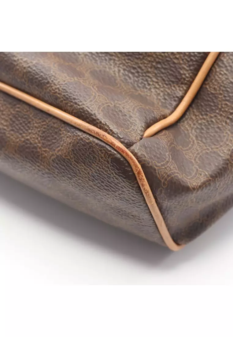 Pre-Loved Celine Macadam Backpack rucksack PVC leather Dark brown light brown