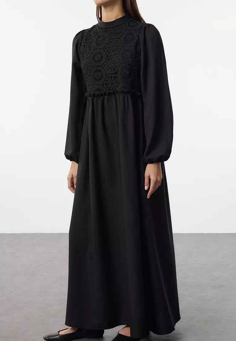 Black Straight Maxi Long Regular Dress