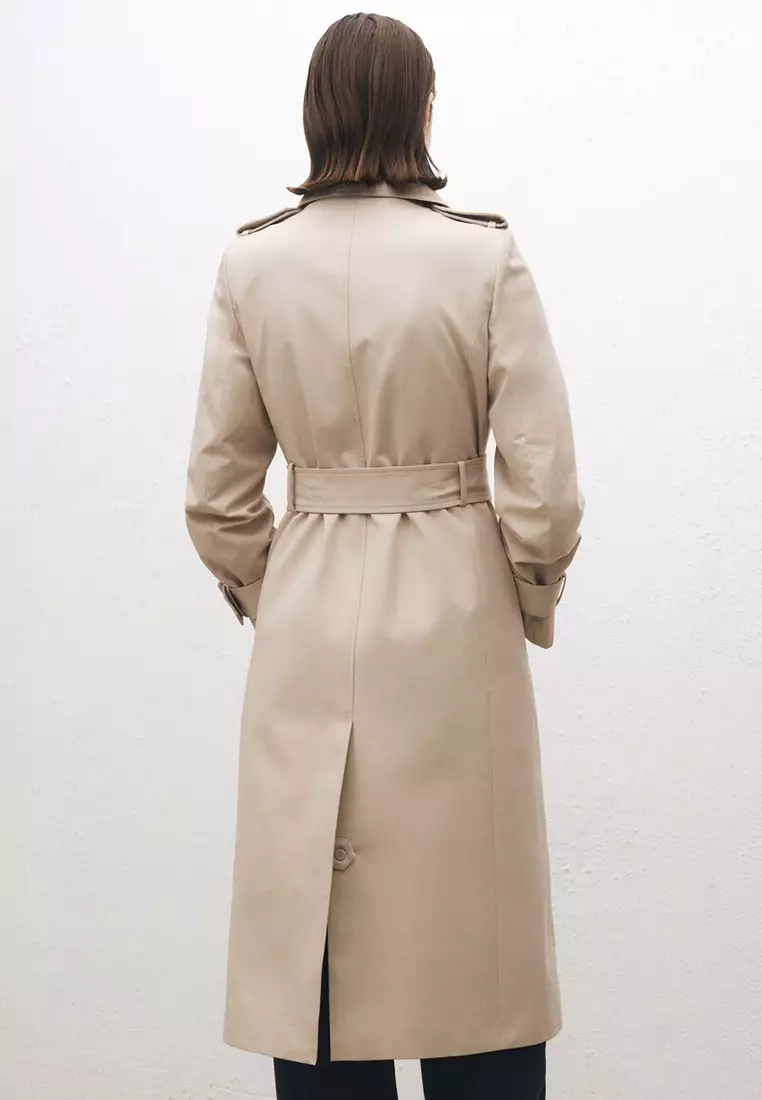 Double-Button Cotton Trench Coat