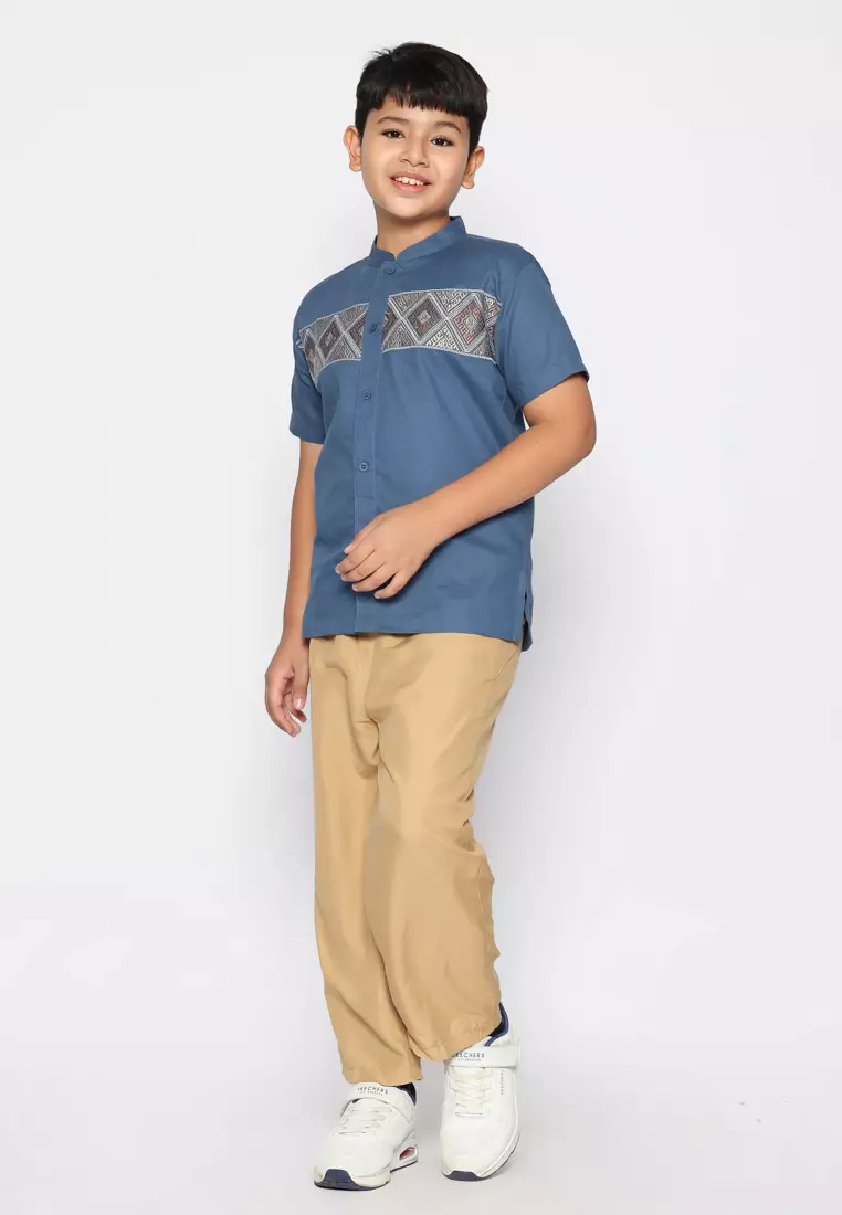 Baju Koko Set Anak Laki Bordir Wajik Navy - GENUINE