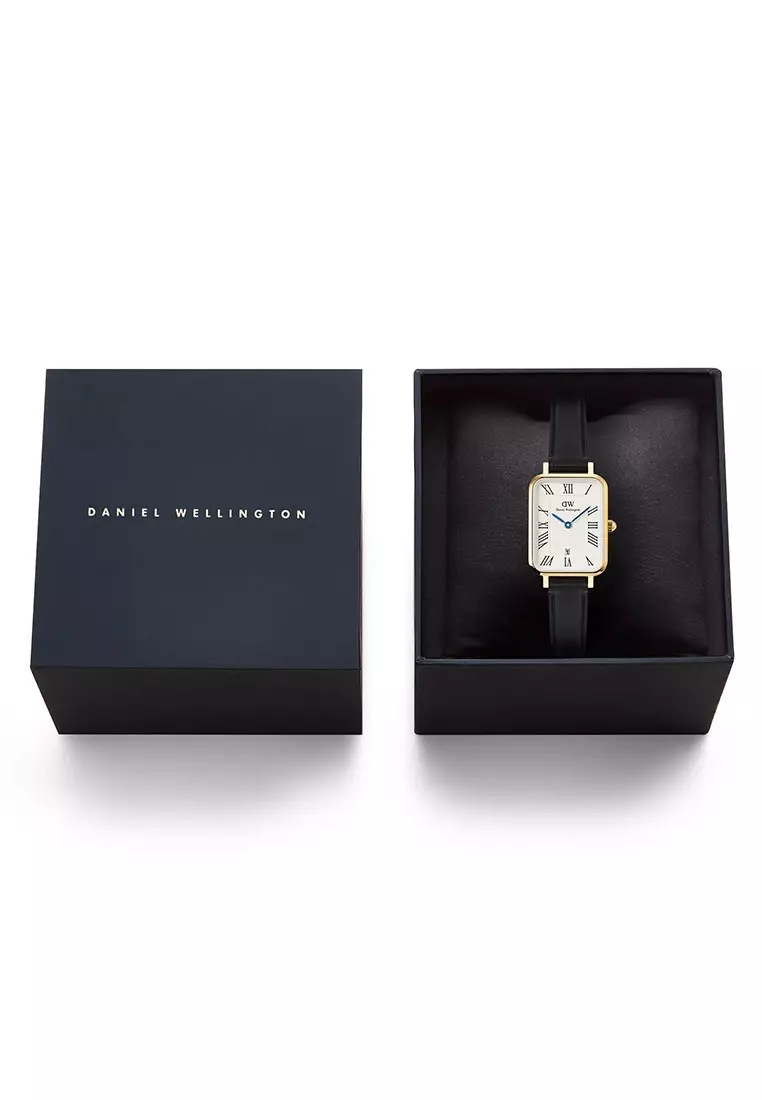 Quadro Roman Numerals Date Sheffield White Gold Women Watch stainless steel leather strap watch DW Official Authentic Original