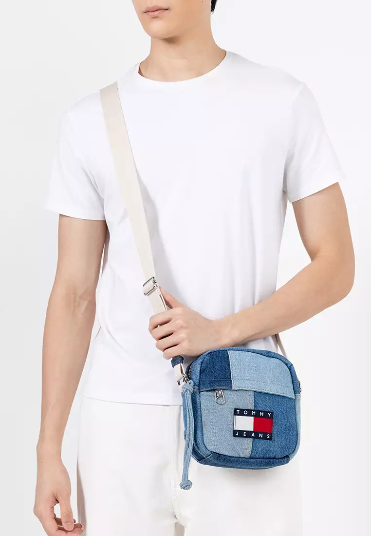 Logo Patchwork Denim Crossbody Reporter Bag - Tommy Jeans
