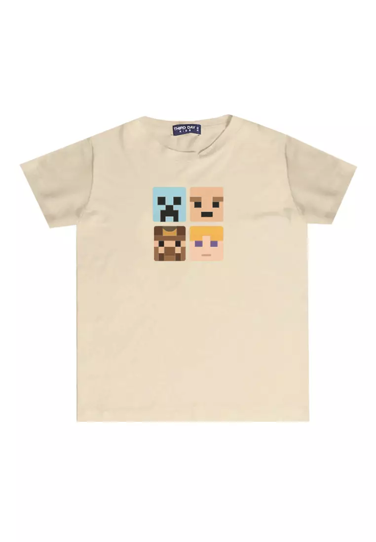 KU146 Kaos Anak Instacool "mc faces" light cream