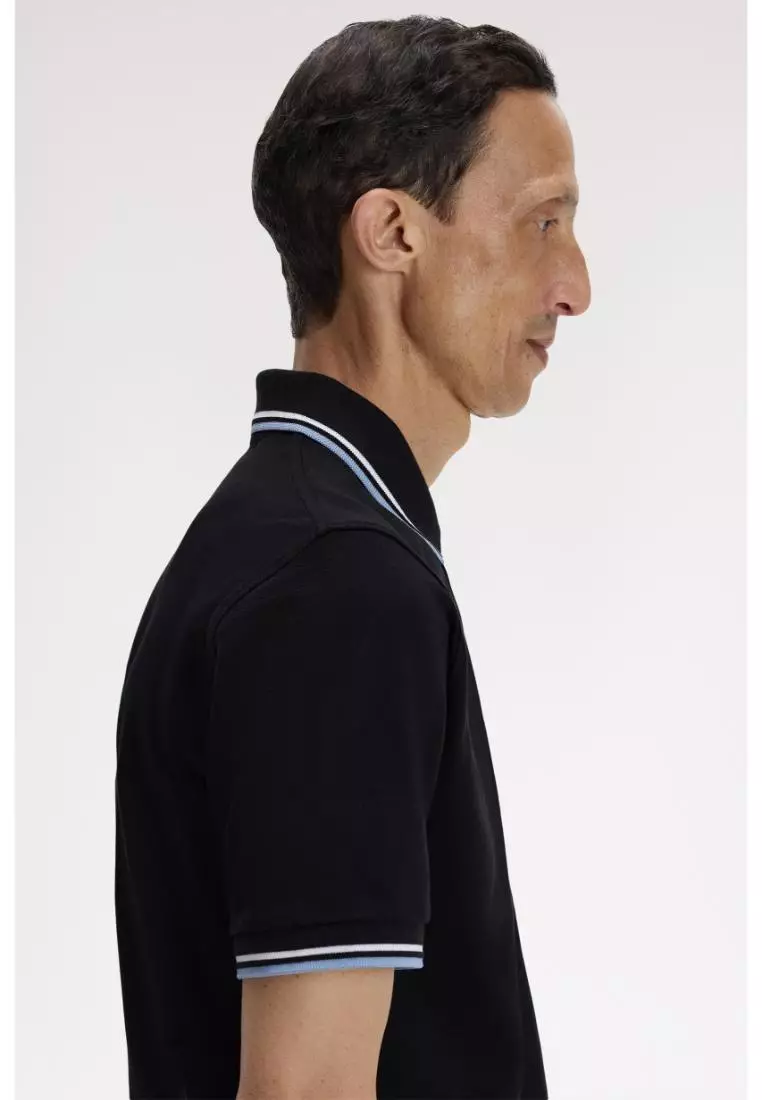 Fred Perry M12 Twin Tipped Fred Perry Shirt (Black / White / Sky)
