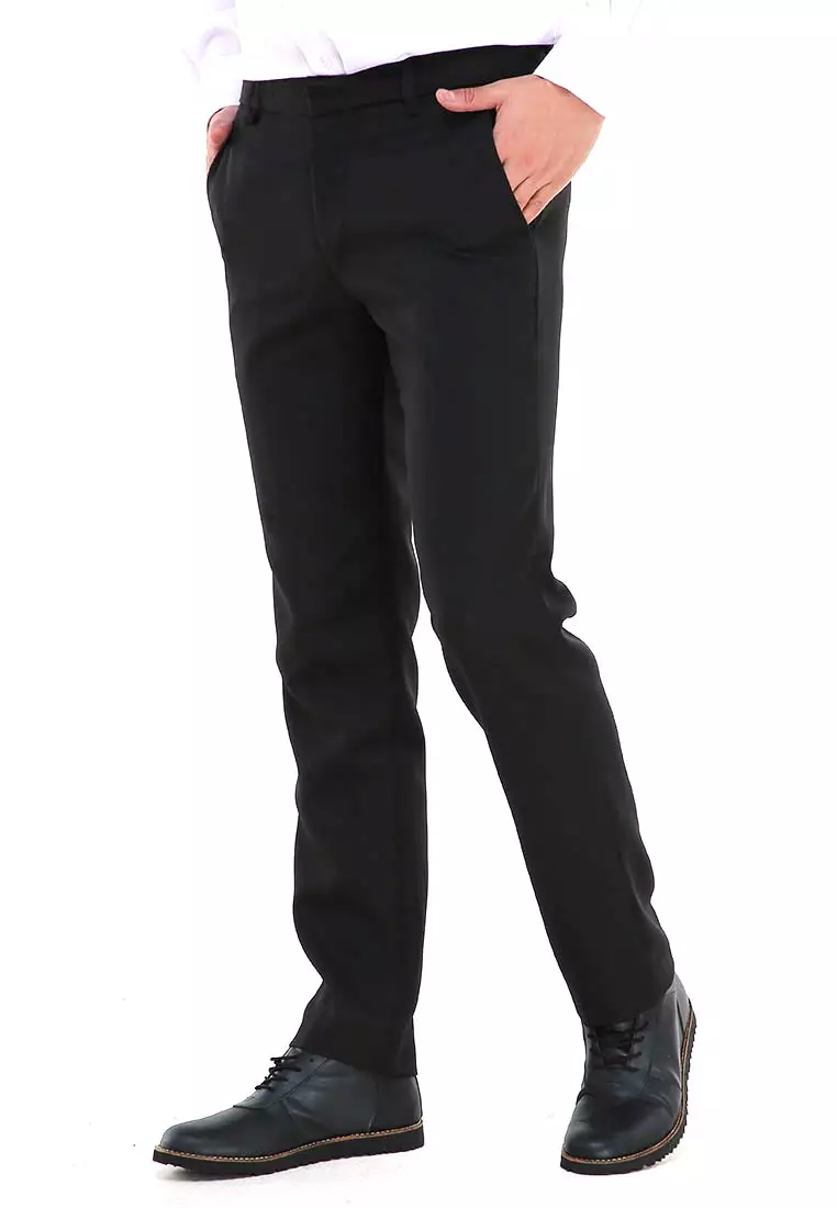 Locko Celana Panjang Pria Polos Slim Fit Formal Long Plain Pants Material Wool ORIGINAL - Black