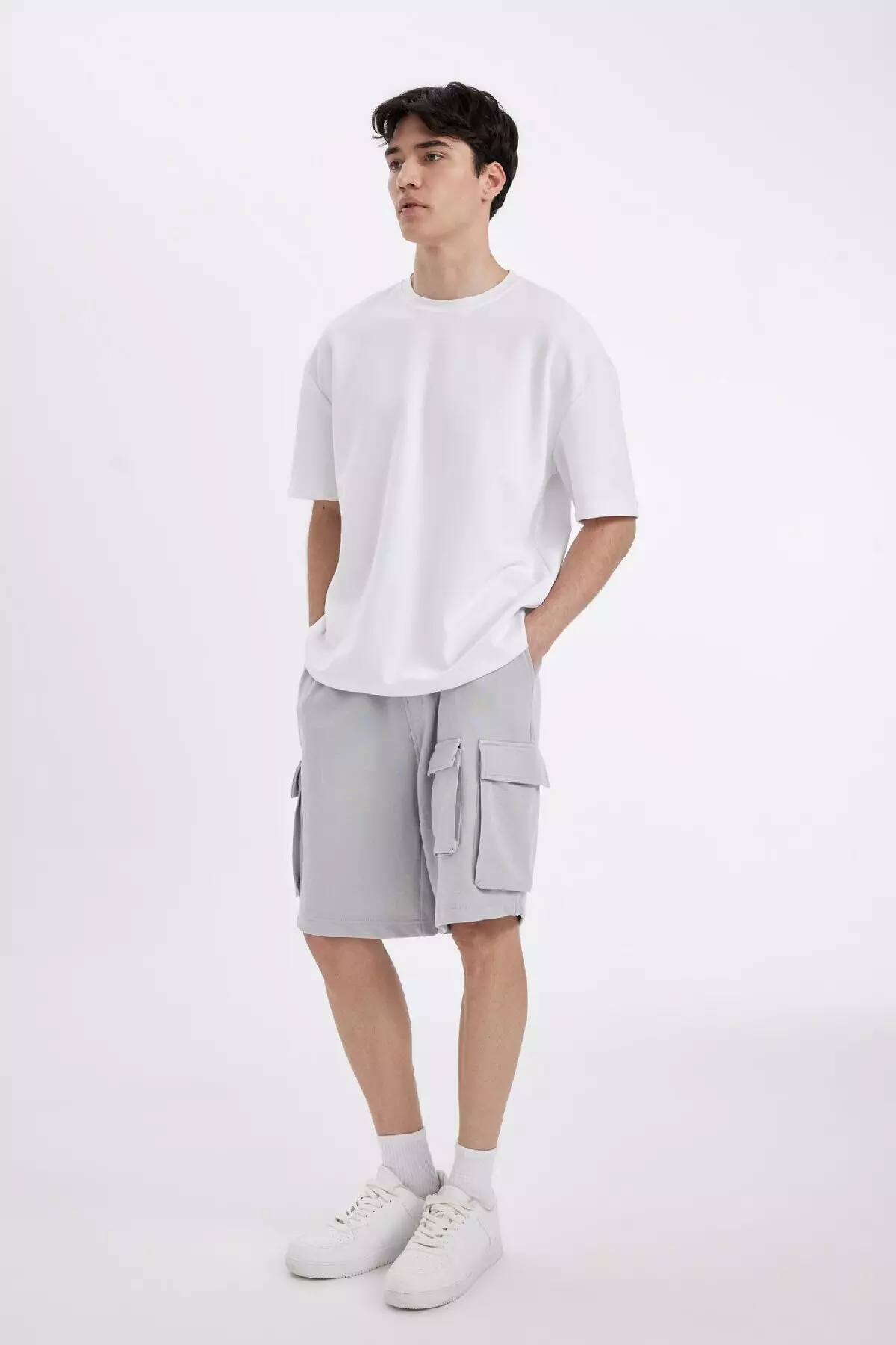 Relaxed Fit - Elastic Waist Lace up Bermuda Shorts C5591Ax24Hs