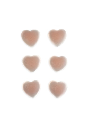 PINK N' PROPER beige Ultimate Silicone Heart Reusable Stick On Nipple Pasties (3 Pack) 3DFA4USD7B0CAFGS_1