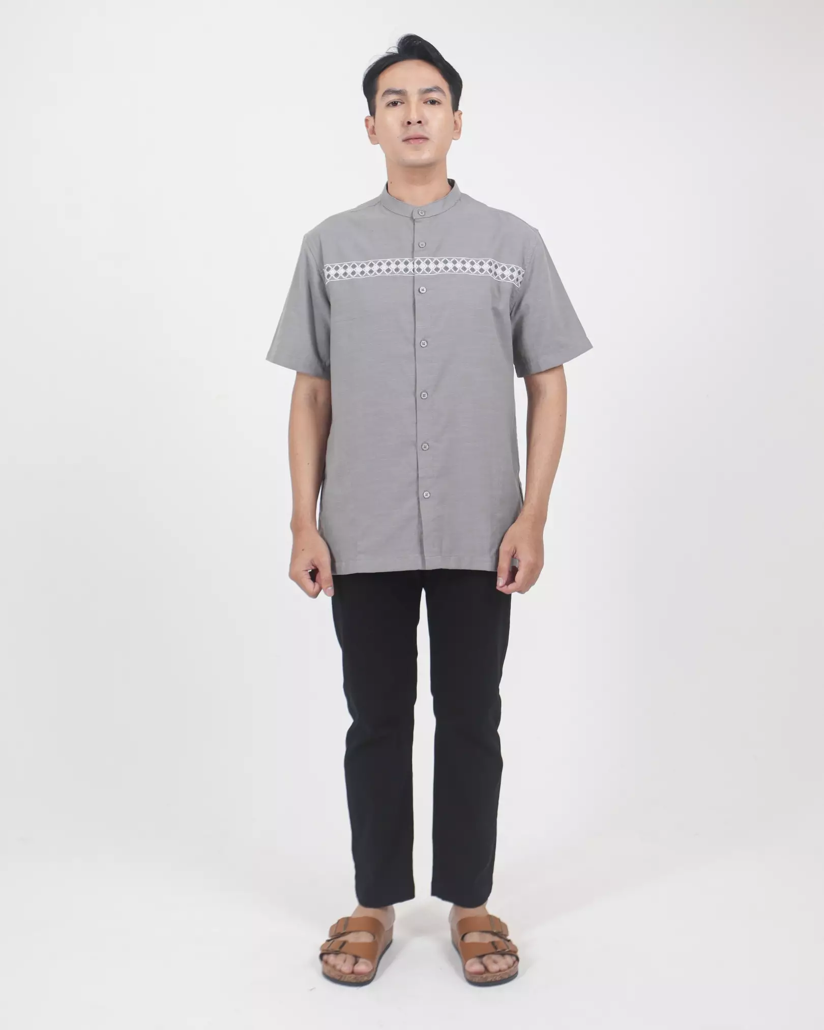 AMK Kemeja Koko Pria Lengan Pendek KK MAHREZ S/S Med. Grey