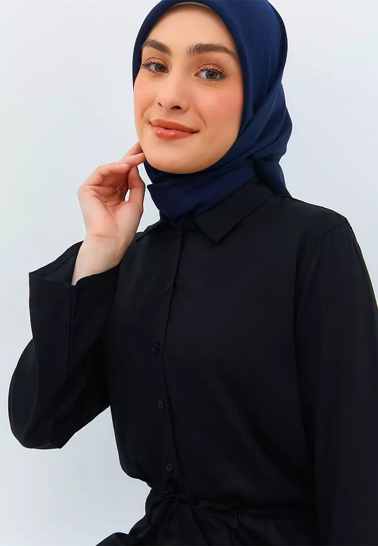 Flamoush Gelsya Black Kemeja Casual Maxi Wanita
