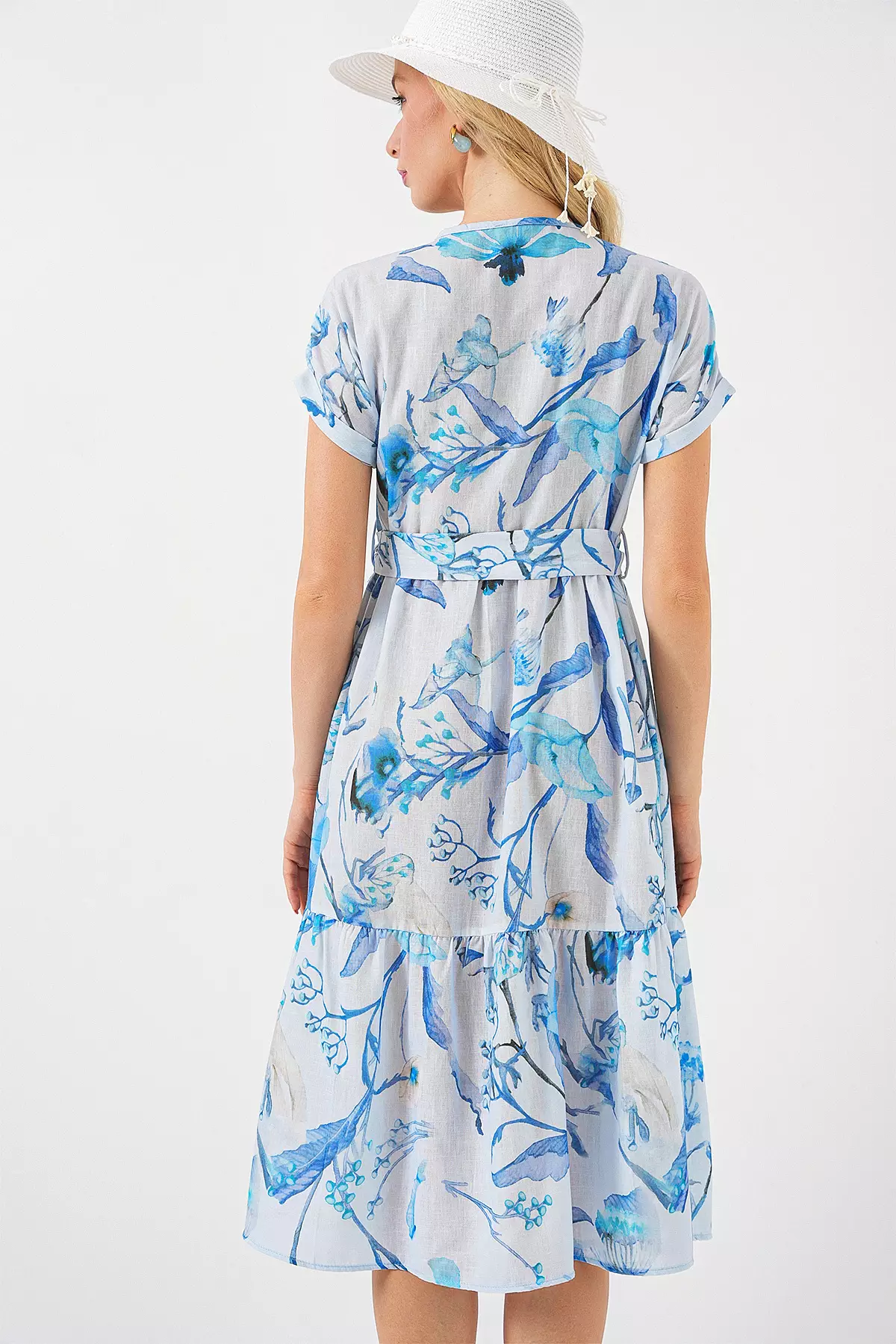 Printed Short Sleeve Shirt Dress