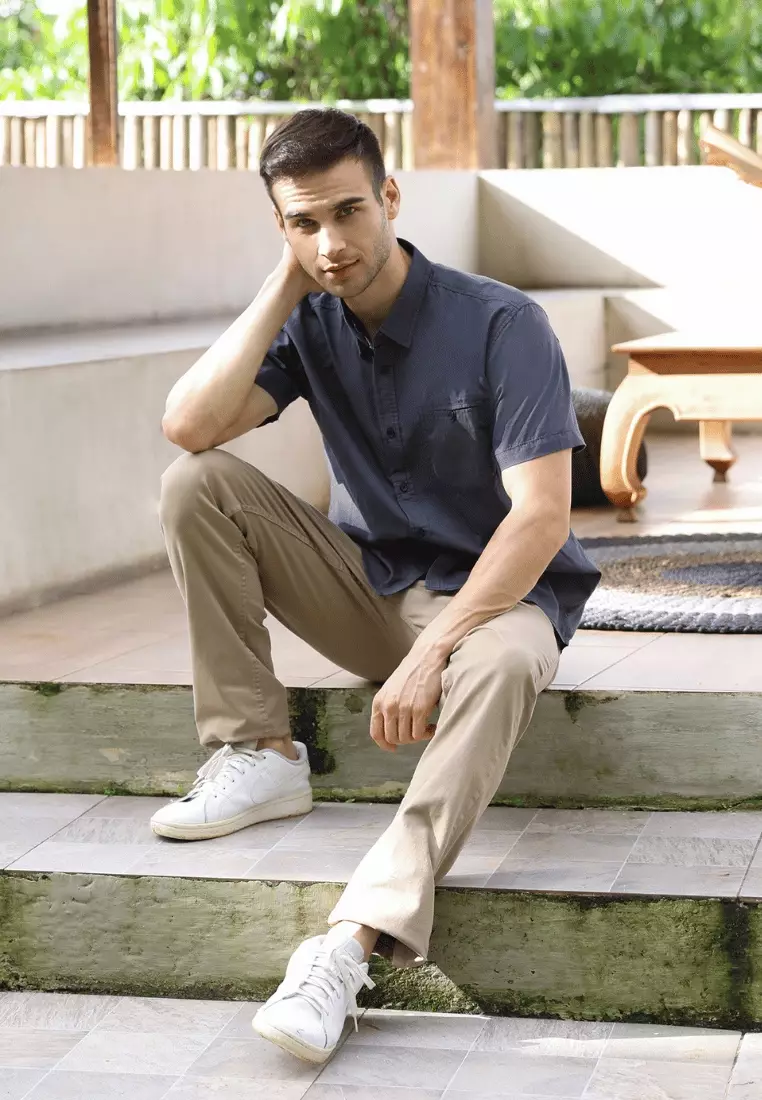 POLICE Kemeja Polos Cotton Regular Fit Pria