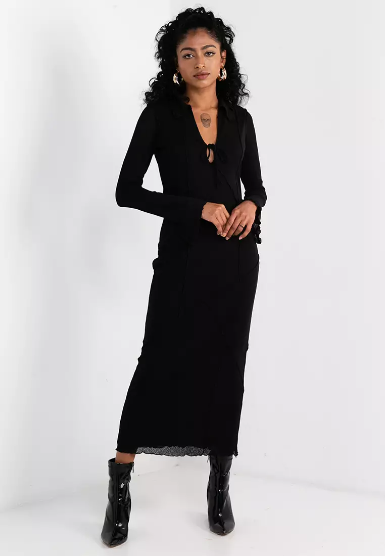 TOPSHOP Exposed Seam Collar Mesh Midi Dress 2024 Buy TOPSHOP