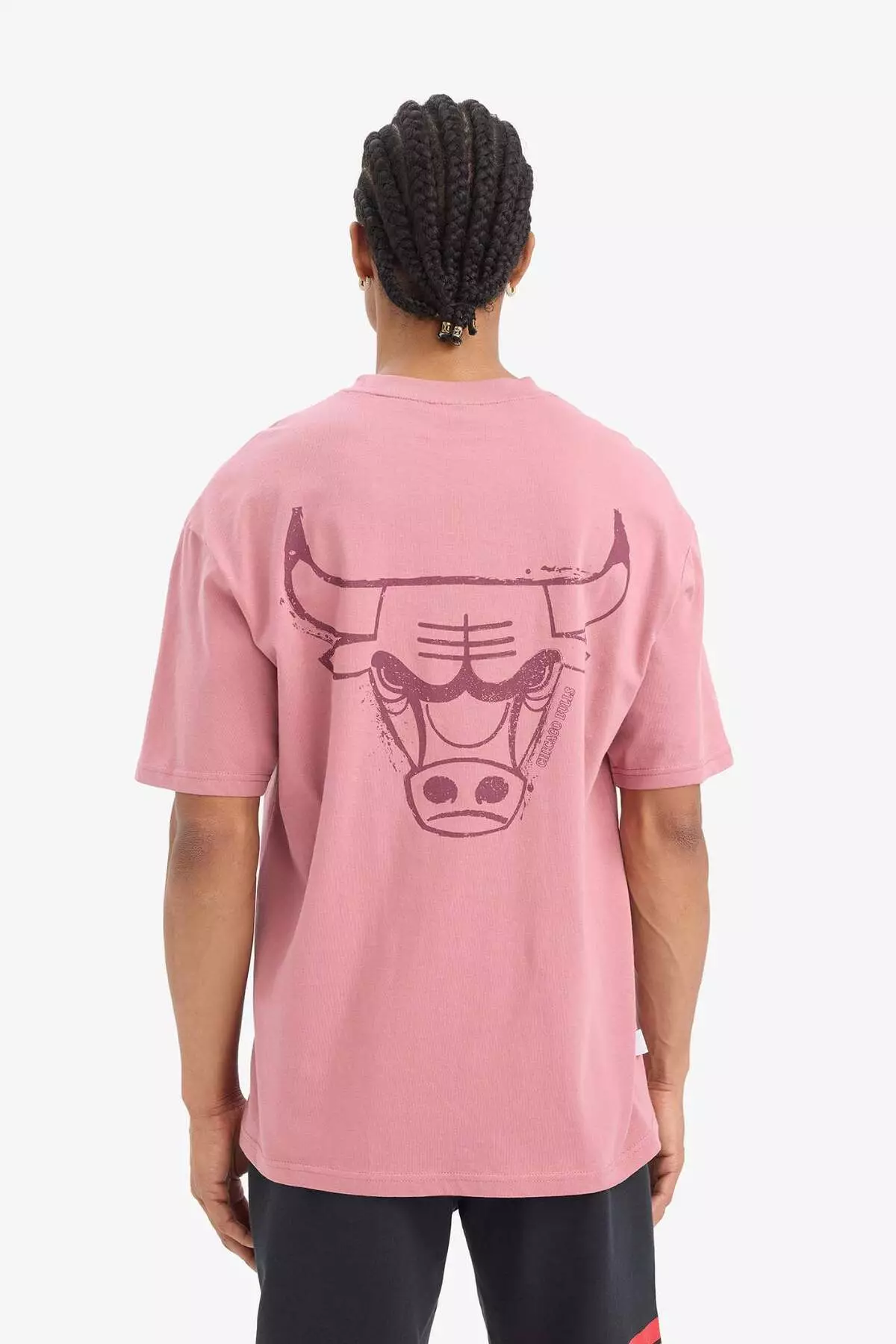 Defactofit Nba Chicago Bulls Boxy Fit Crew Neck Back Printed Short Sleeve T-Shirt E2184Ax25Sm