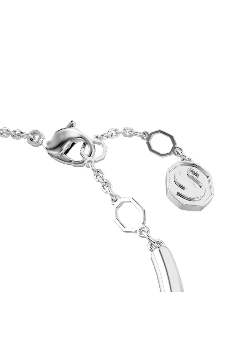 Dextera bangle, Round cut, White, Rhodium plated